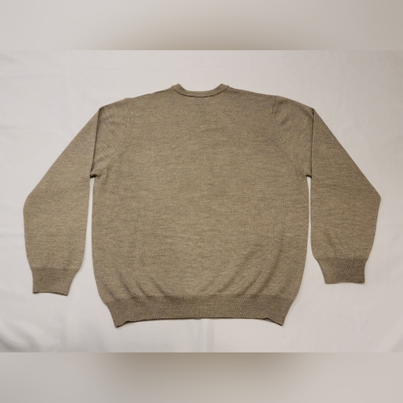 Made in Italy Valda 100% Merino Wool Beige V-Neck Sweater Mens Large - Picture 2 of 8